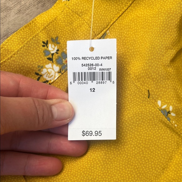 GAP Mustard Yellow Floral A-Line Skirt Summer Long - Picture 8 of 8